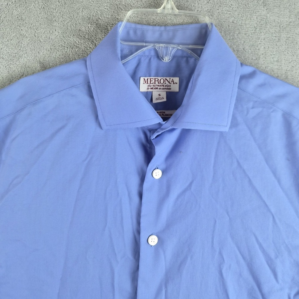 Merona Shirt Mens Small Blue Long Sleeve Dressy Professional‎ Career Office Work - Picture 5 of 10